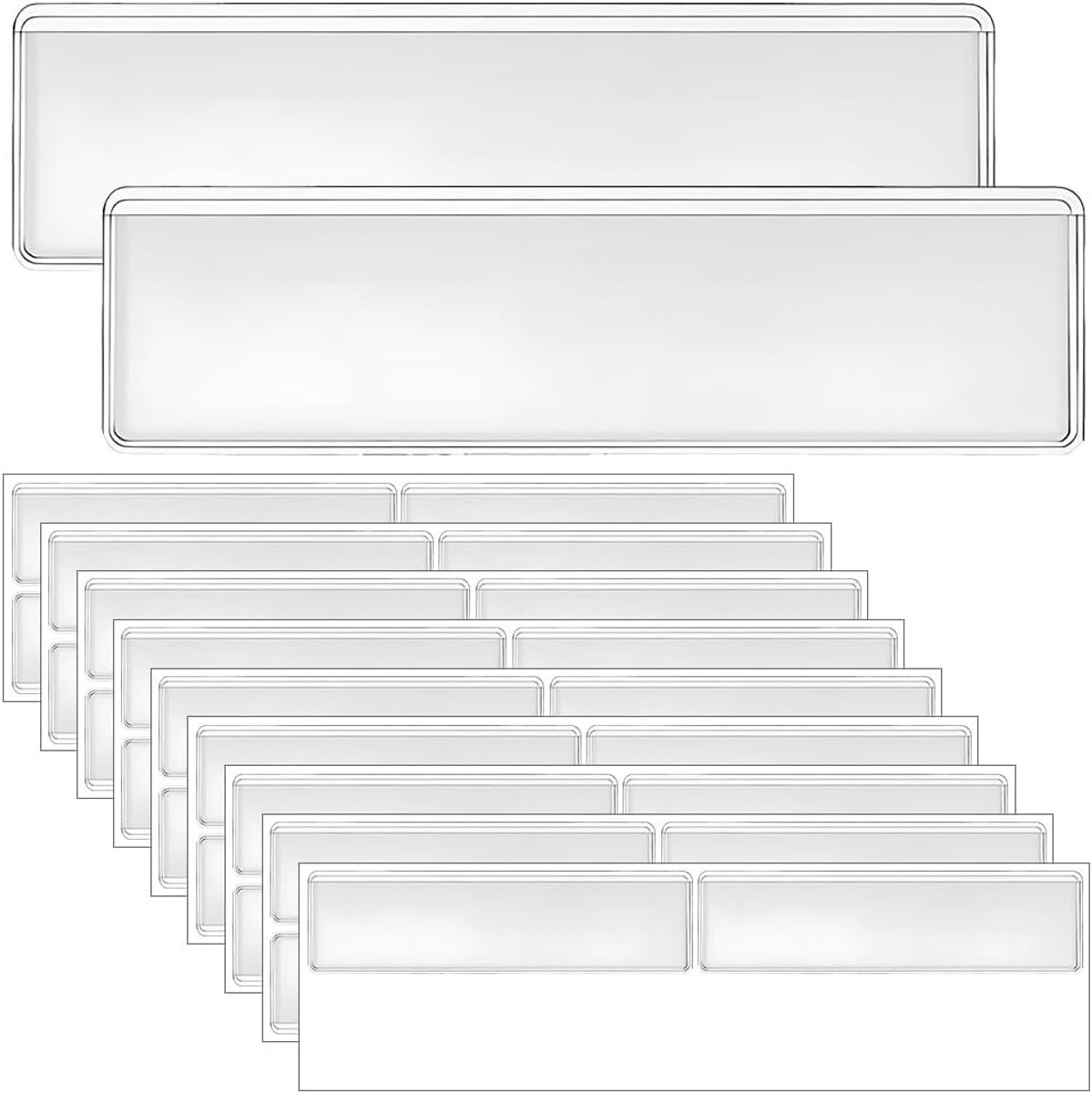 36 Stuks Zelfklevende visitekaartjes, voor schappen, supermarkten | PVC, zelfklevend, 11 × 3 cm, transparant, duurzaam, herbruikbaar, voor het weergeven van prijsinformatie en dergelijke