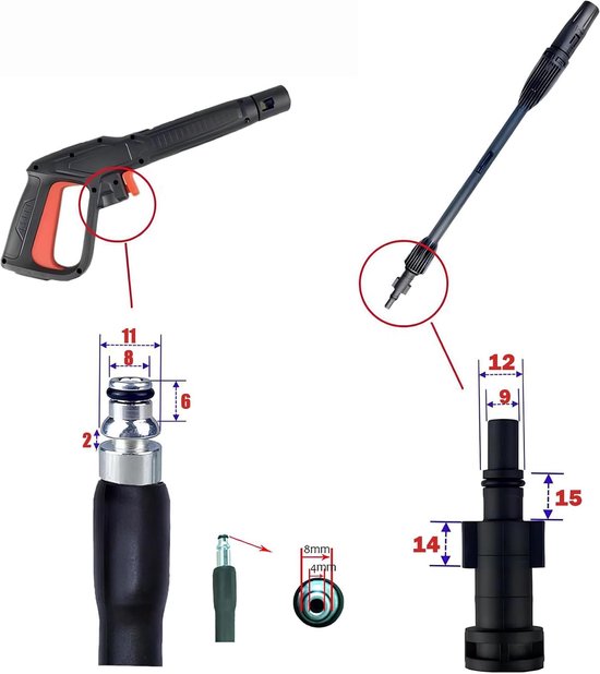 spuitpistool met straallans, voor AR Bosch AQT Black & Decker, verstelbaar sproeimondstuk — afbeelding 2