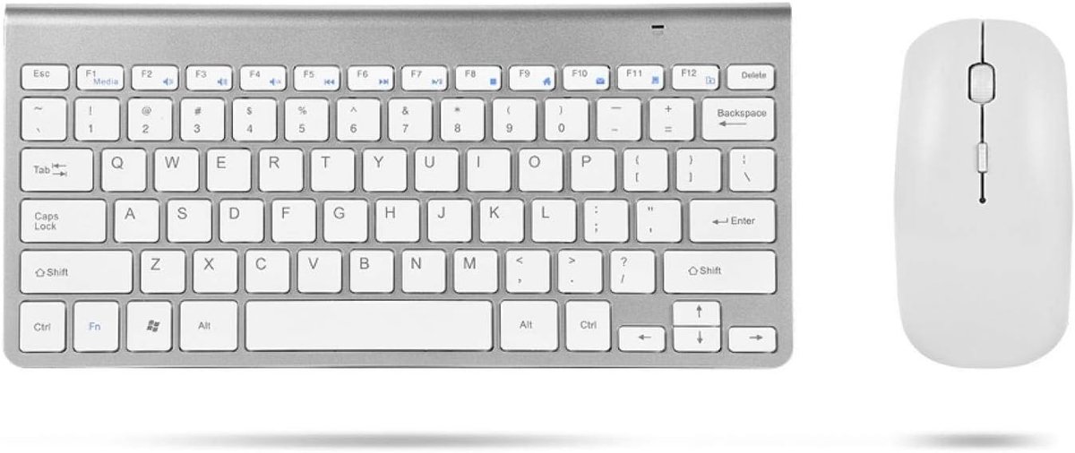 SnelShoppen - Draadloze Toetsenbord Muis Set, Slim Waterdicht 2.4GHz Draadloos Toetsenbord en Muis Kit voor Desktop Laptop Tablet (Zilver)