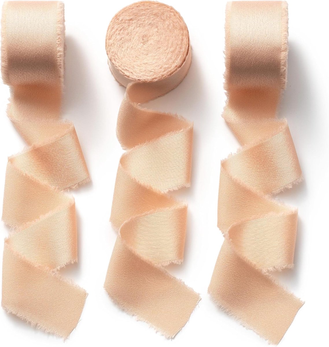 Satijnen lint Cadeaulint Bruiloftslint voor cadeauverpakking 3 rollen 2,5 cm x 6,4 m Champagne