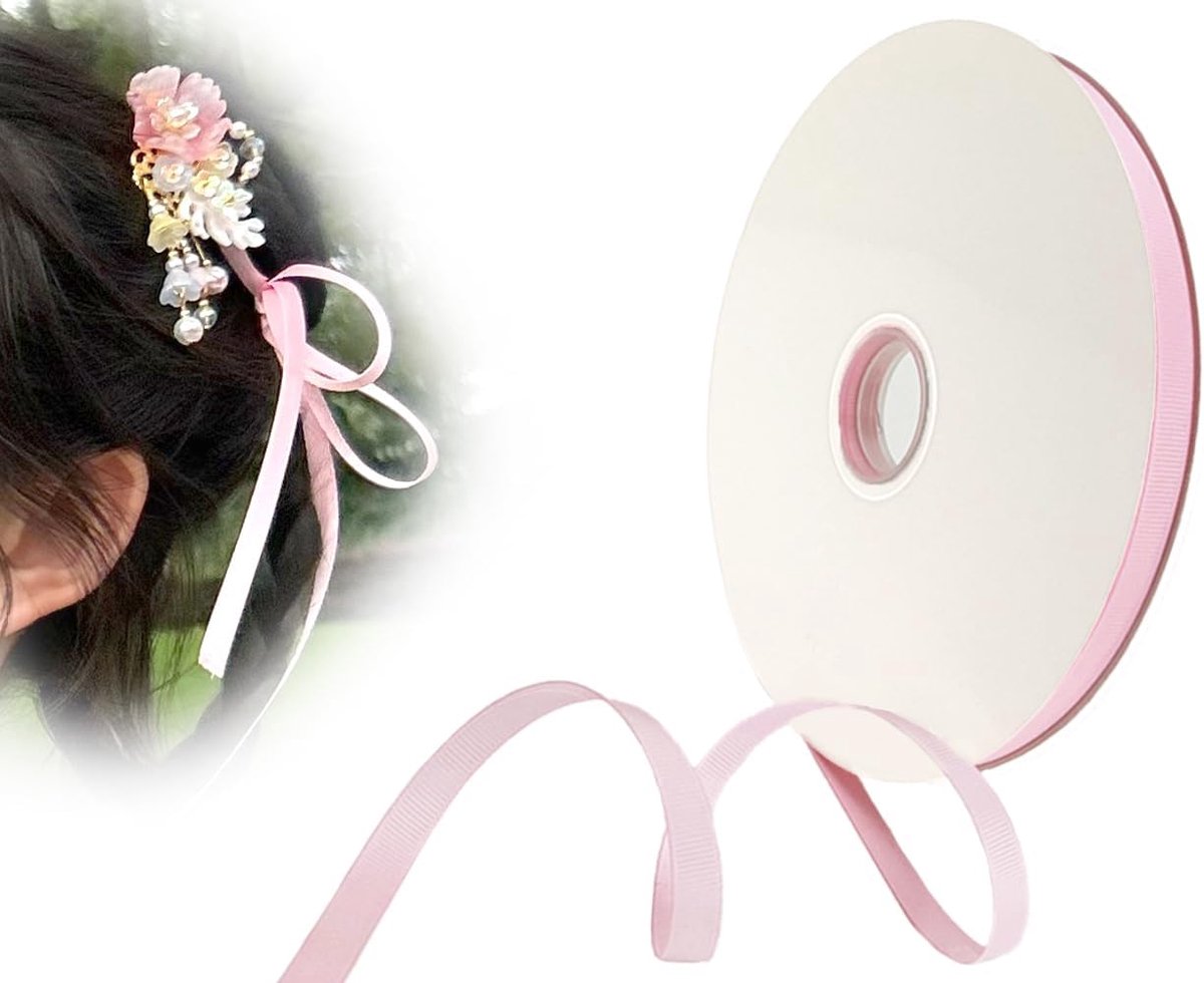 Satijnen lint roze, 6 mm x 91 m lint decoratief lint, lint bruiloft, cadeaulint bruiloft cadeaulint bruiloft