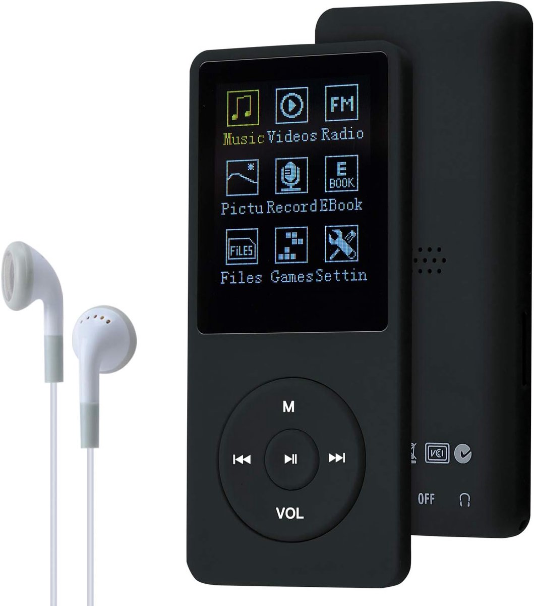 muziekspeler 8 GB draagbaar lossless geluid 70 uur scherm MP3-speler ondersteuning tot 64 GB (zwart)