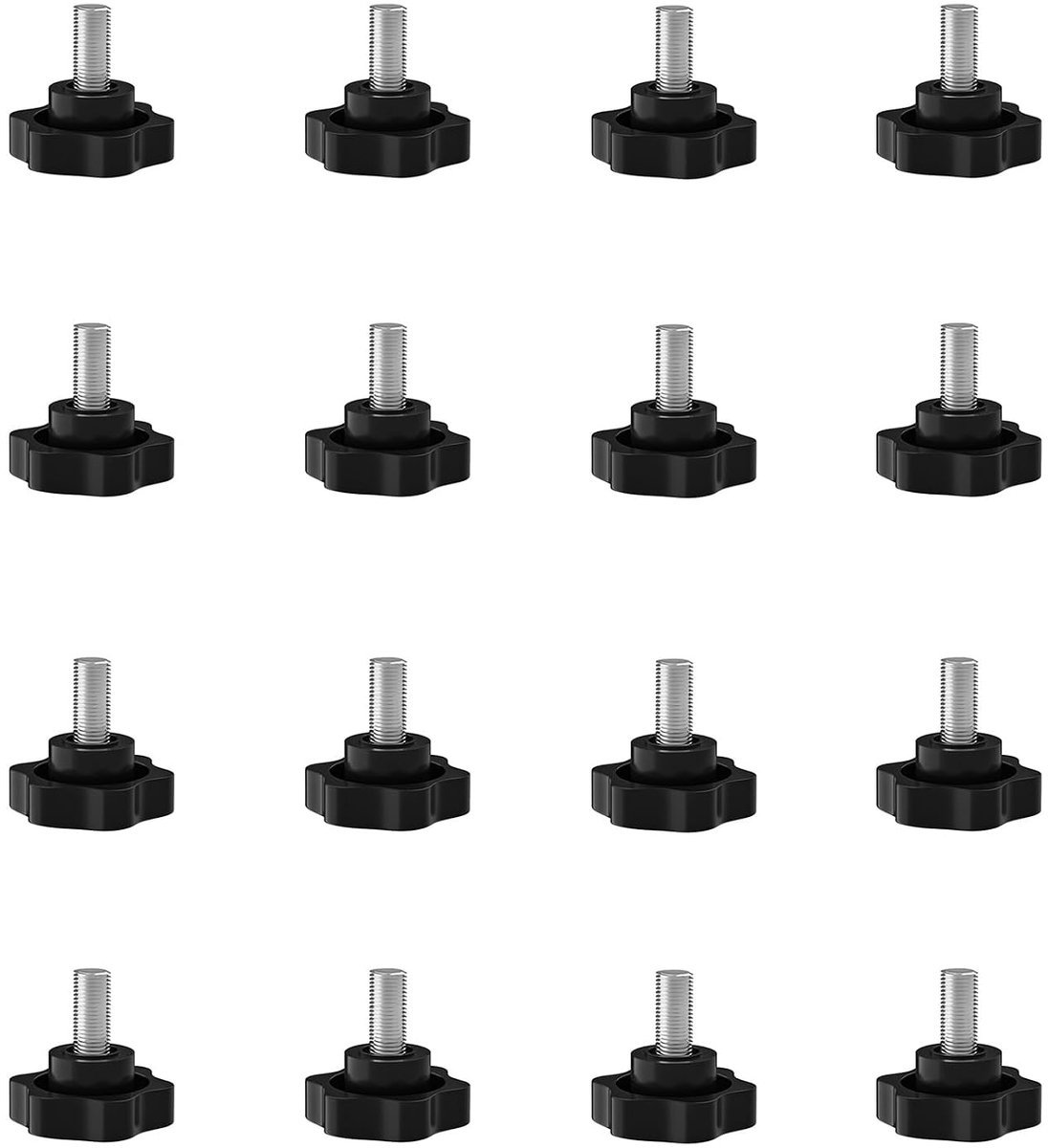 16 stuks M5 sterkopschroef stergreepschroef geribbelde schroef sterschroef stergreep schroeven stergreep draad klemknop voor machine industrie apparatuur (M5x12mm)