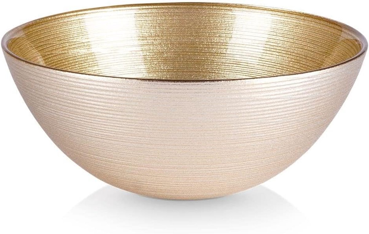 Kom glazen kom slakom schaaltjes voor salades van glas goud rond 15 cm 600 ml