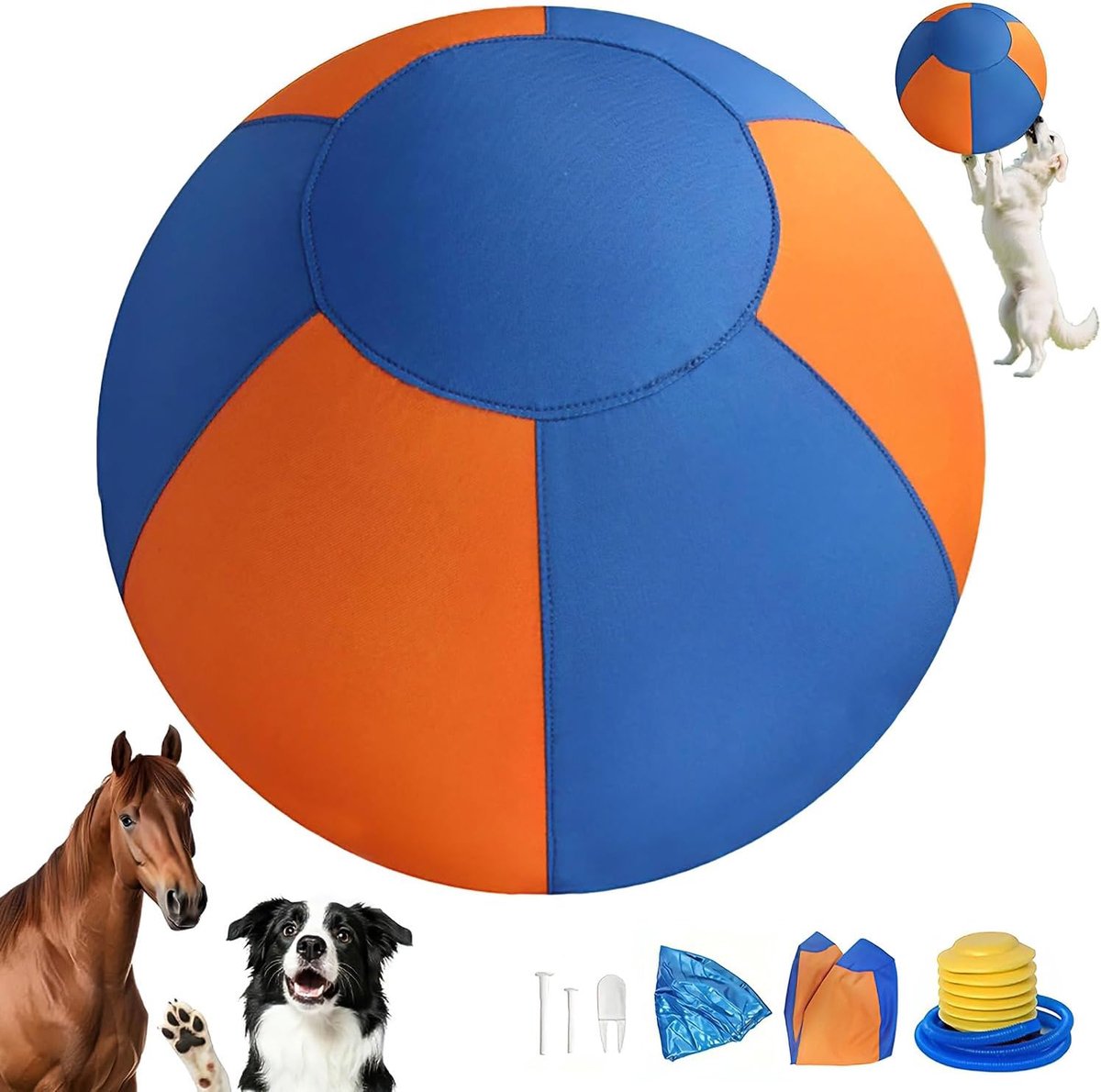KZQ Opblaasbare hondenbal - Interactief drijvend speelgoed - Stevig en duurzaam - Geschikt voor grote en kleine honden - Voor strand, zwemmen en apporteren-55cm