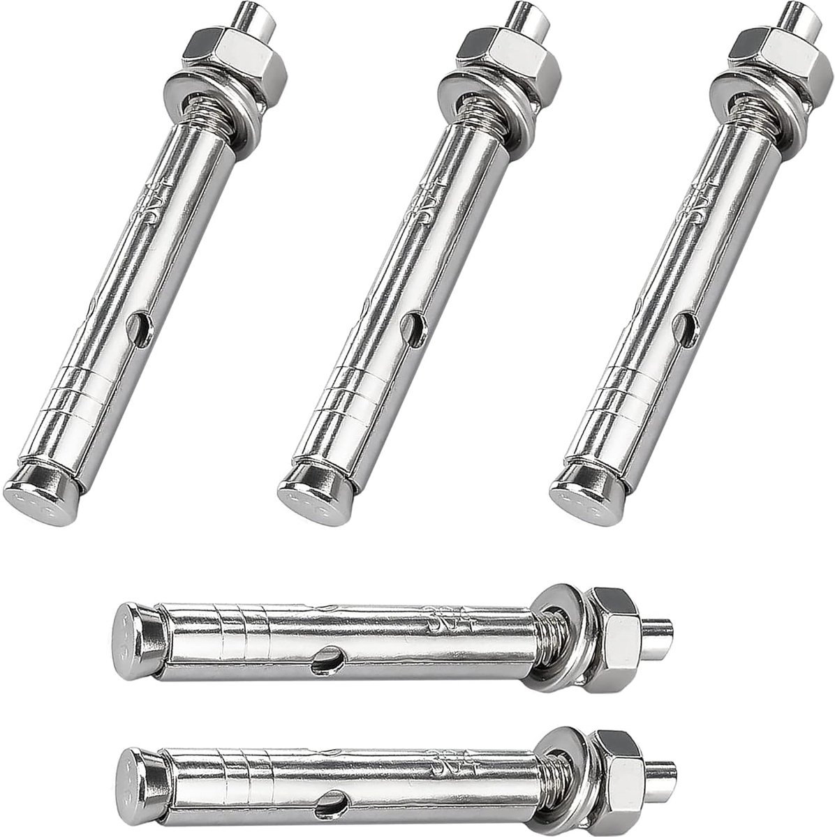 5 STKS Expansie Schroef Bouten, Hex Moer Uitbreiding Mouw Ankerbout Heavy Duty Bevestigingsankers, RVS Anker Expansie Bout Schroeven Moeren (M10x100mm)