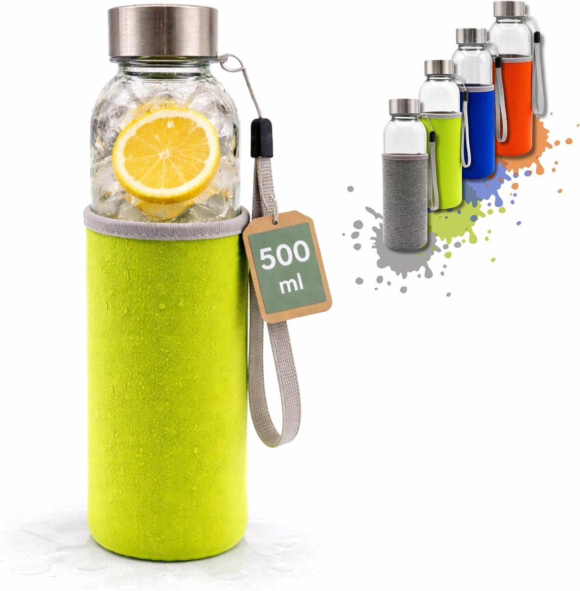 drinkfles 500 ml, sportfles, wandelfles, unifles & schoolfles, duurzame drinkfles voor elke dag, kleur limoengroen