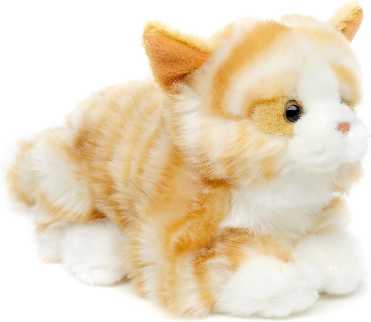 - Kat met stem (bruin-wit), liggend - 20 cm (lengte) - pluche katje - pluche dier, knuffeldier