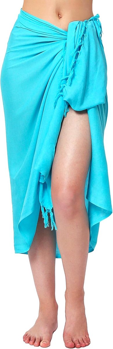 keuze aan pareo sarong voor dames en heren, wikkelrok, strand, ondoorzichtig, als wikkeldoek of handdoekjurk en wikkeljurk, uniseks, effen met gesp