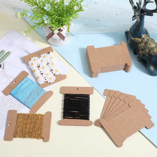 Spoelen papier draad spoel kraftpapier borduurzijde borduurwerk lint houder garen koorden lijn draden organizers kaart draden spoelen voor knutselen kruissteek DIY naaien — afbeelding 3