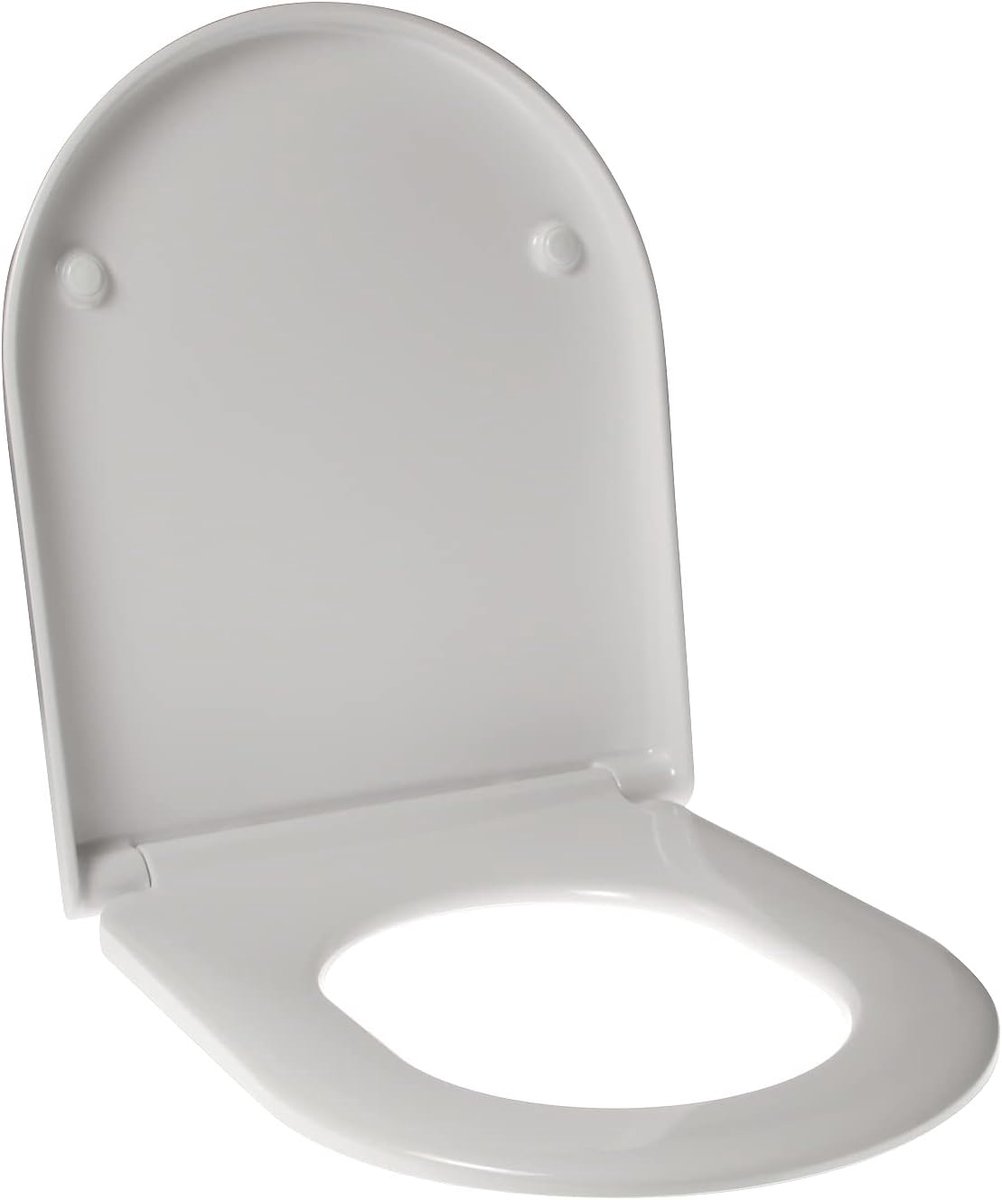 Toiletbril voor FALERII blad medium omwikkeld Duroplast wit scharnier roestvrij staal
