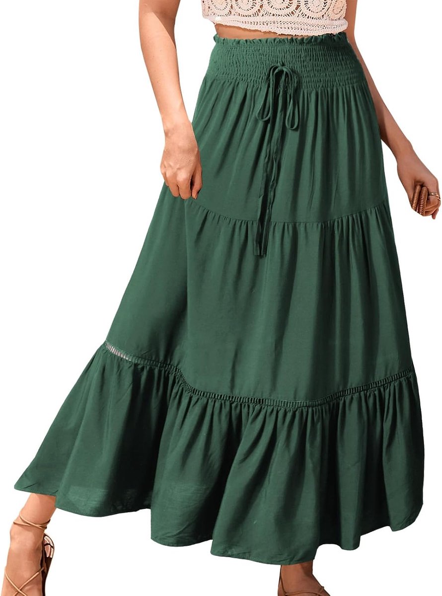 Rokken Elastische Hoge Taille Maxi Rokken voor Vrouwen 2 in 1 Vintage Maxi Rok Zomer Lange Jurken Elegante A-lijn Strand Rok