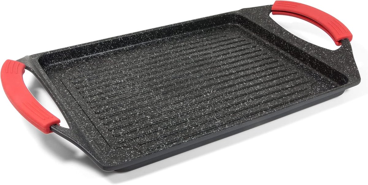 Pro Grillrooster, rechthoekig, voor alle warmtebronnen inclusief inductie, kookzone 26 x 20 cm, aluminium, zwart, 35 x 22 cm