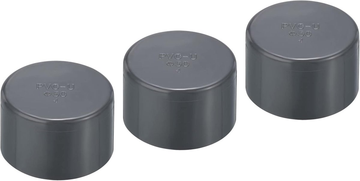 50mm UPVC Pipe End Cap Fitting, 3 Pack Meubels Grade Plug Koppeling Socket voor DIY, Tuin, Grijs