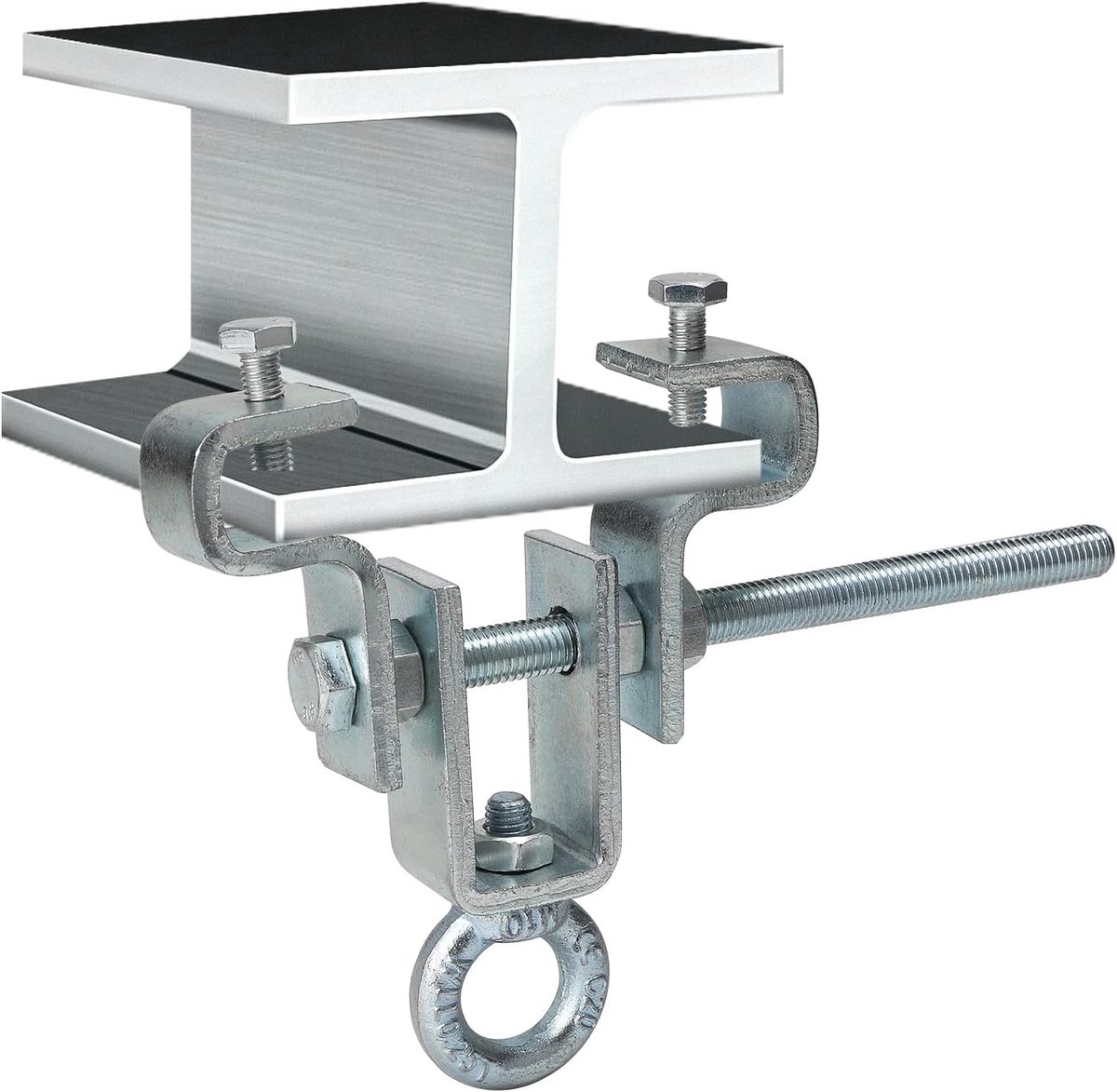 Ophanghaak, stalen dragerklem, bokszakhanger, heavy duty staal, geperforeerde zakhanger, bokszakhanger voor balken, instelbaar van 63 mm tot 220 mm, houdt 204 kg zwaartekrachtstandaard