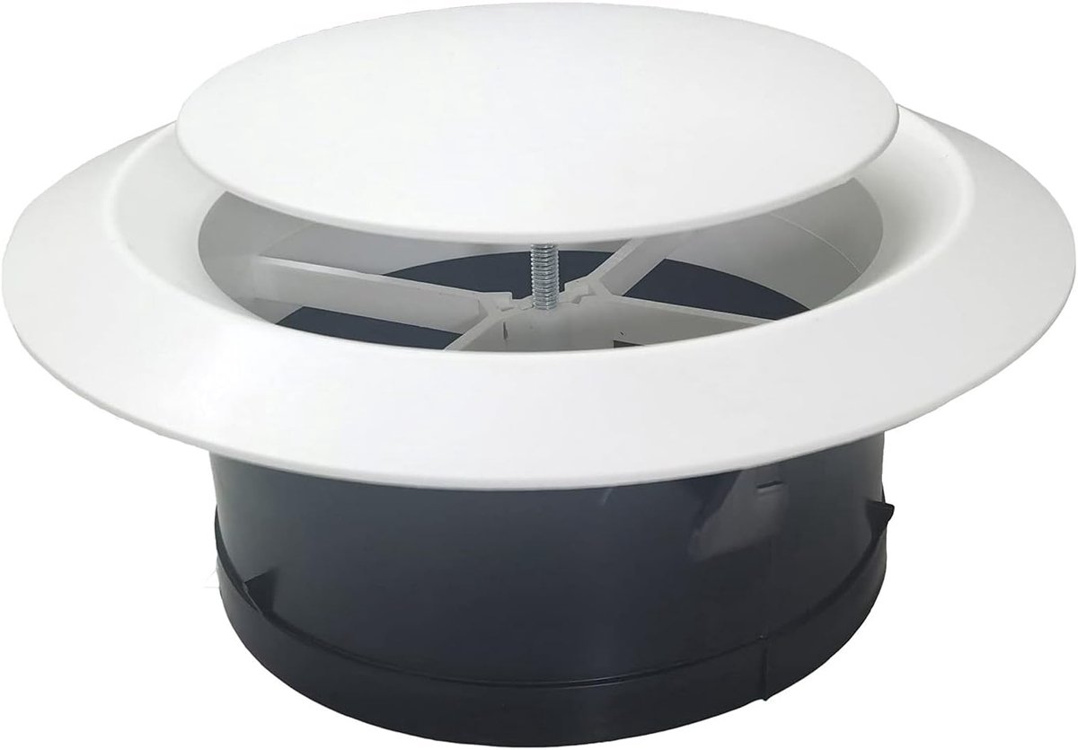 Afvoerlucht Zuluftrooster 125mm Verstelbaar ventilatierooster Afsluitgitter Buitenkap Rond (12,7 cm)