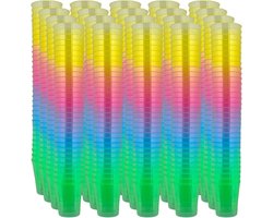 Onbreekbare borrelglaasjes van kunststof, Robuuste shotglazen. Jello shots, desserts, feest, bruiloft, verjaardag. Vaatwasserbestendig, herbruikbaar. 29 ml (Regenboog, 640 stuks)