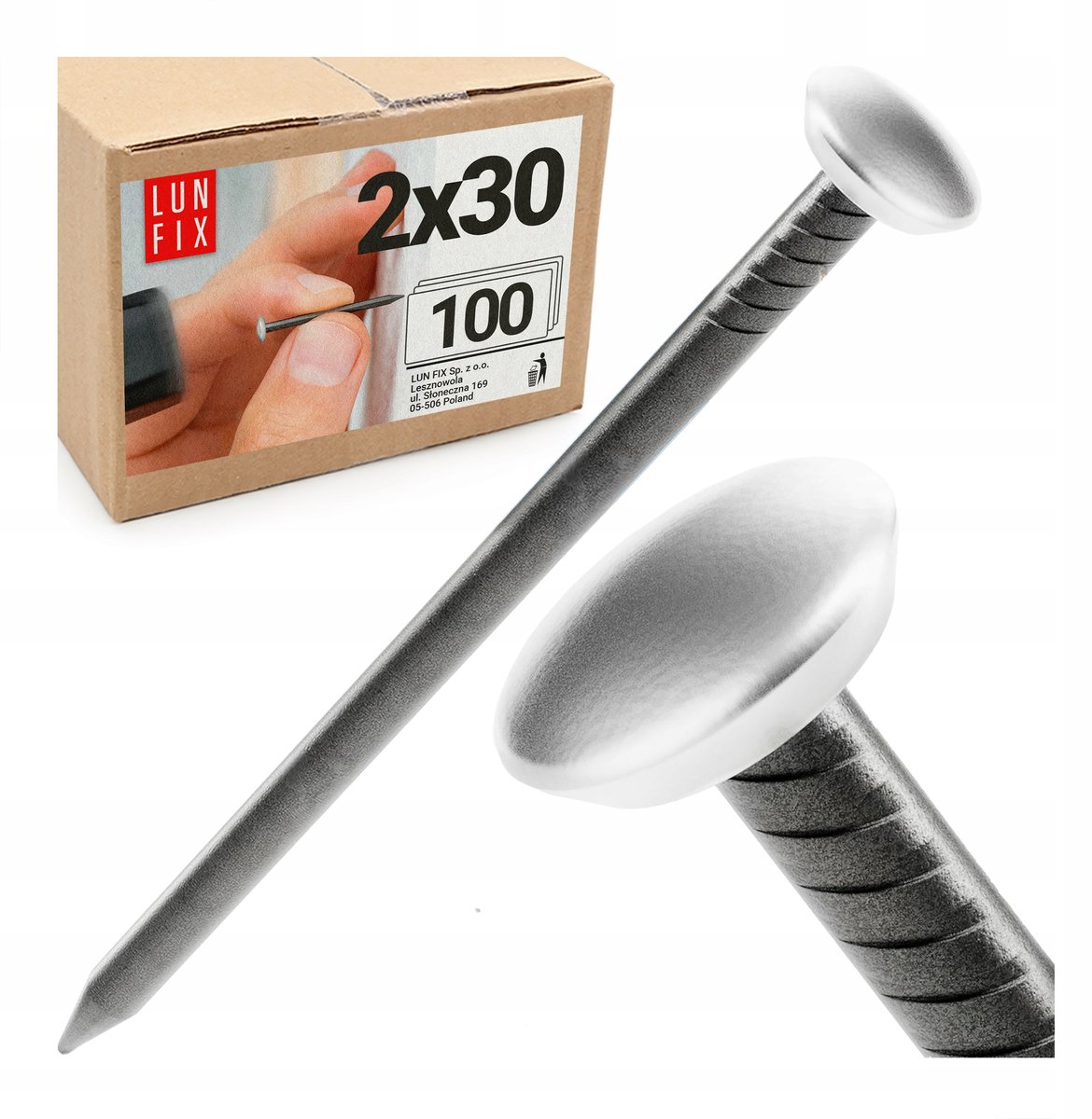 LUN FIX - Schilderij en Fotolijst Haakjes 2 x 30 mm - 100 stk. - staal Muurspijkers - Decoratieve Zilveren Kop