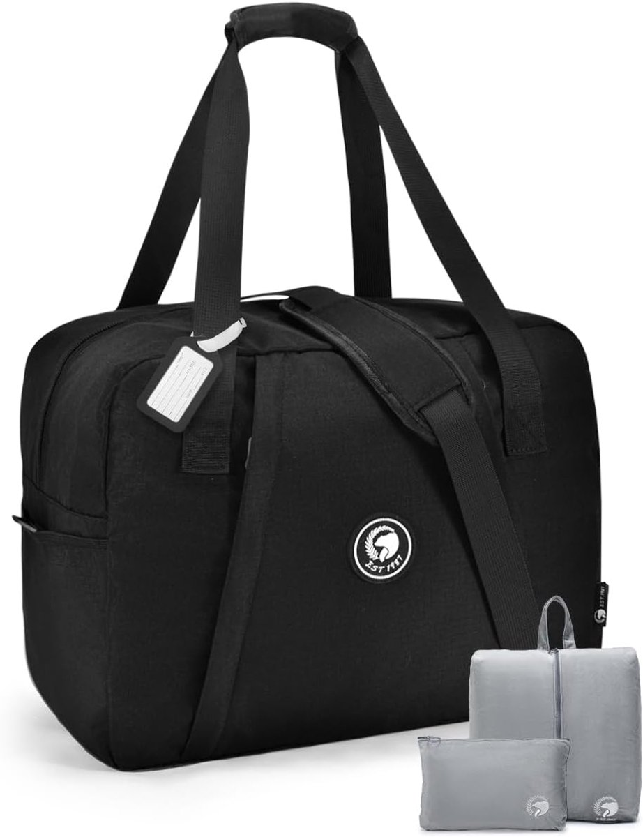 Thijox - Reistas Handbagage 40x30x25 cm Lichtgewicht Waterdichte Weekendtas met Nat Compartiment voor Vliegtuig Sport en Ziekenhuis Heren Dames Zwart