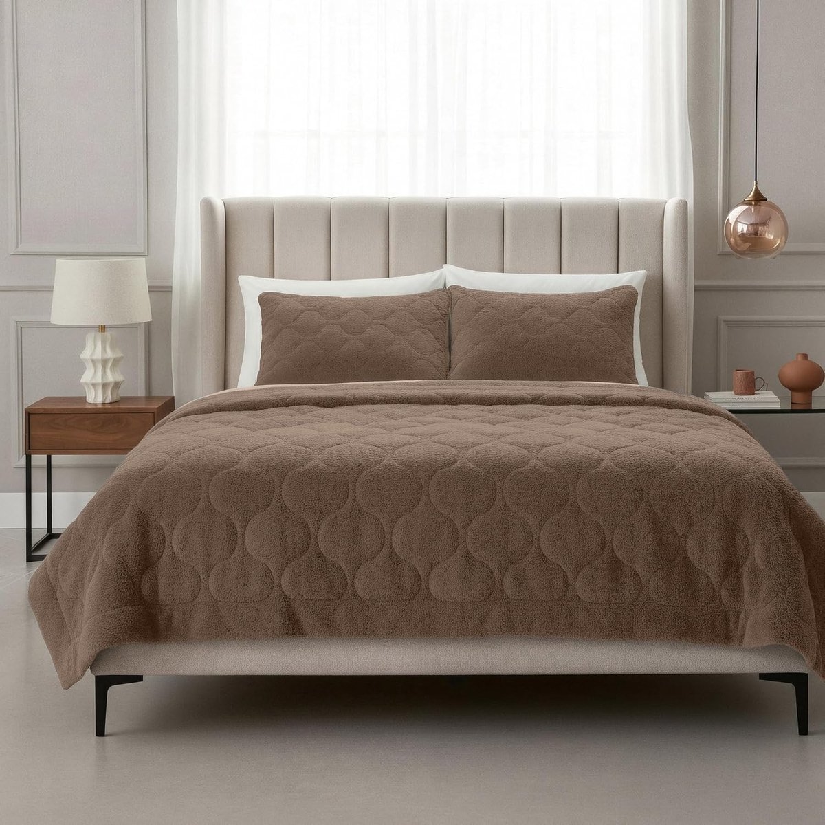 Thijox - Sleeptime Dekbed zonder Overtrek - Teddy Premium - Bruin - Tweepersoons 200 x 200 cm - Superzacht, Wasbaar, Inclusief Kussenslopen voor Luxe