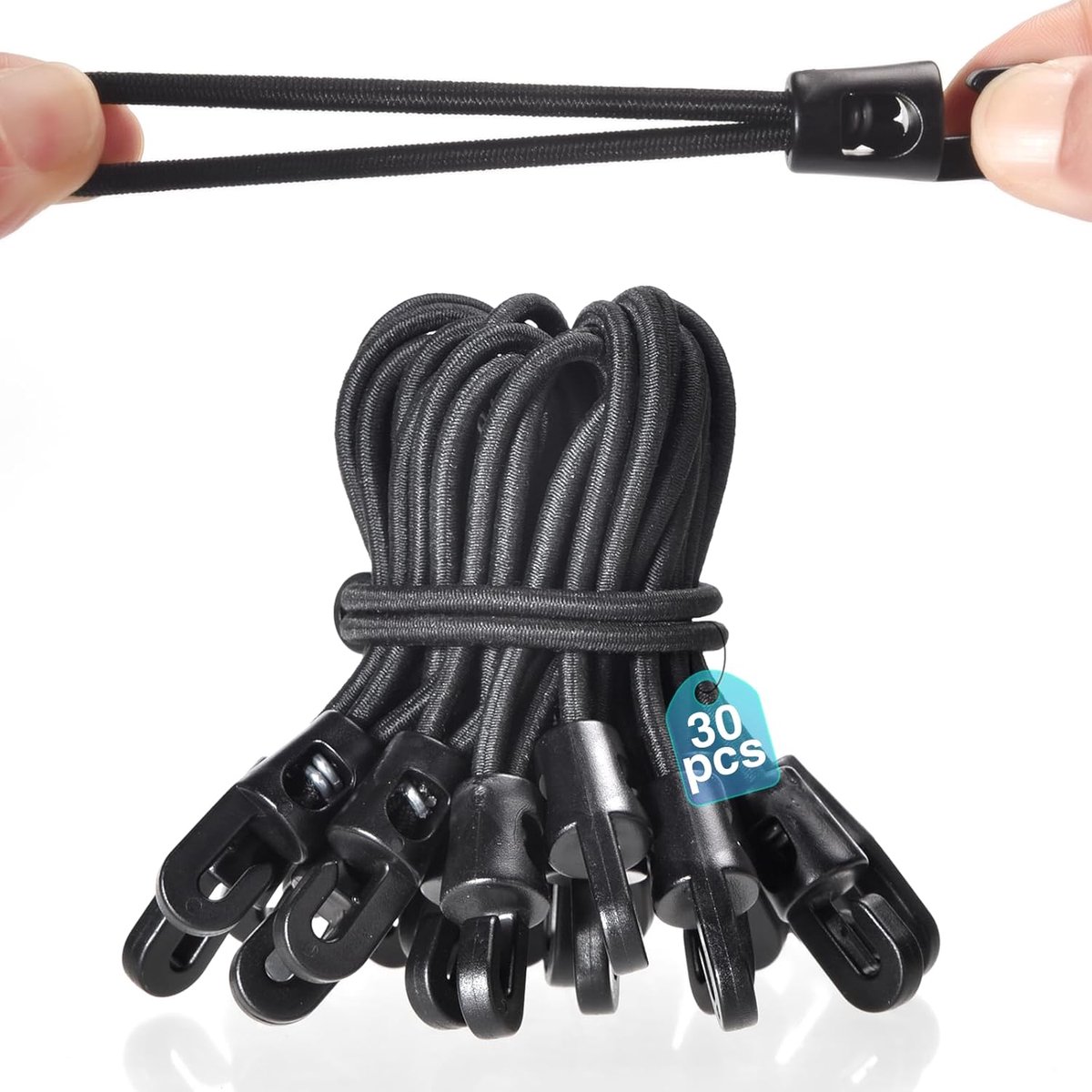 SnelShoppen - Tension Rubber met Haakjes, 30 Stuks Expander Zeilspanners, Rubber Tensioners met Haak voor Kamperen, Zeilen, Huishoudelijk Gebruik (10c