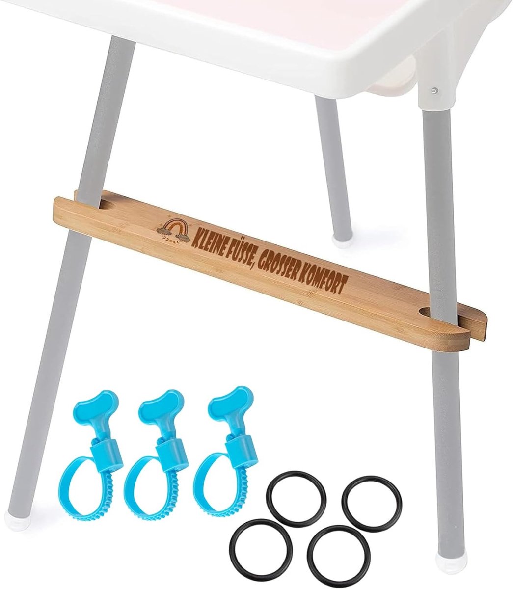 Verstelbare voetensteun voor kinderstoelen, antislip en ergonomisch ontwerp, ideaal voor gebruik met IKEA Antilop, bamboe materiaal