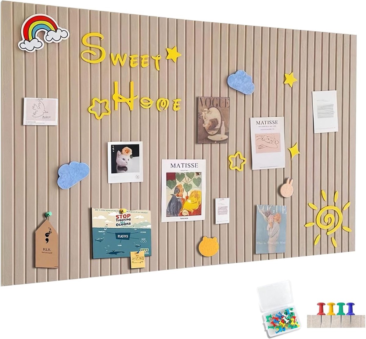 SnelShoppen - Large Felt Pin Board 120x90 cm - Zelfklevend Gevoeld Memo Bord - Donker Camel - Perfect voor Kantoor, Keuken, Foto's en Memos - 60 Pin N