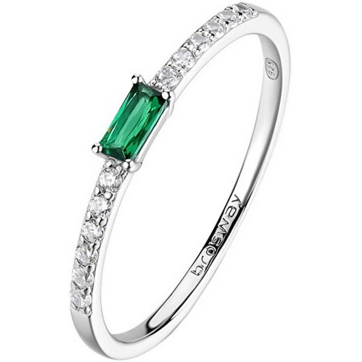 BROSWAY FANCY FLG148 - 50 MM - ZILVEREN RING MET GROENE/TRANSPARANTE ZIRKONIA'S 1 STUK