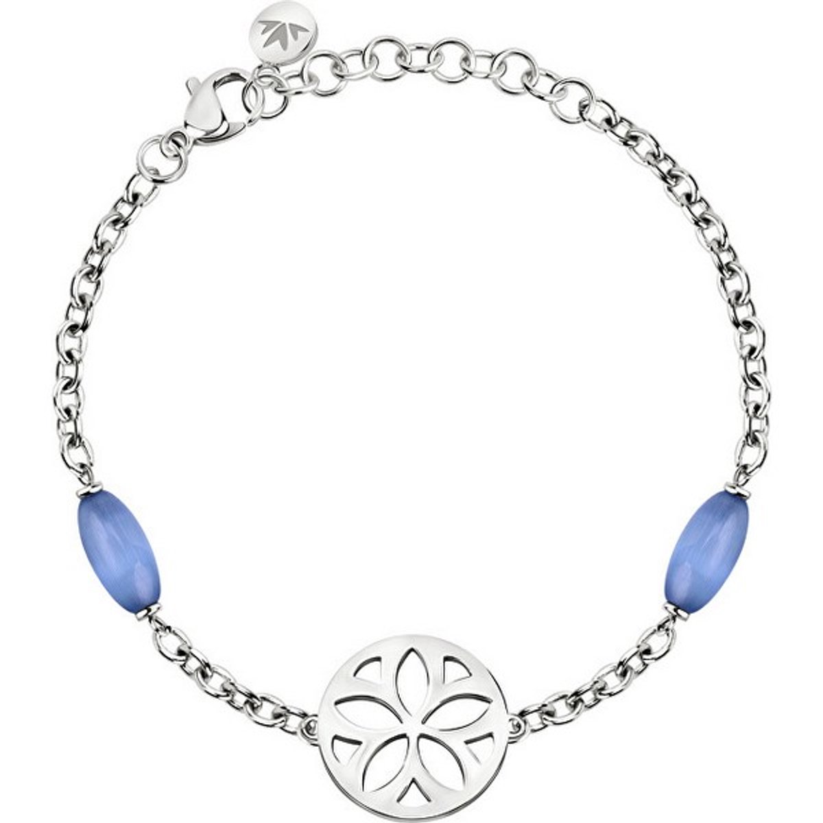 MORELLATO FIORE SATE05 STAINLESS STEEL LOTUS ARMBAND MET BLAUWE STEENTJES 1 STUK