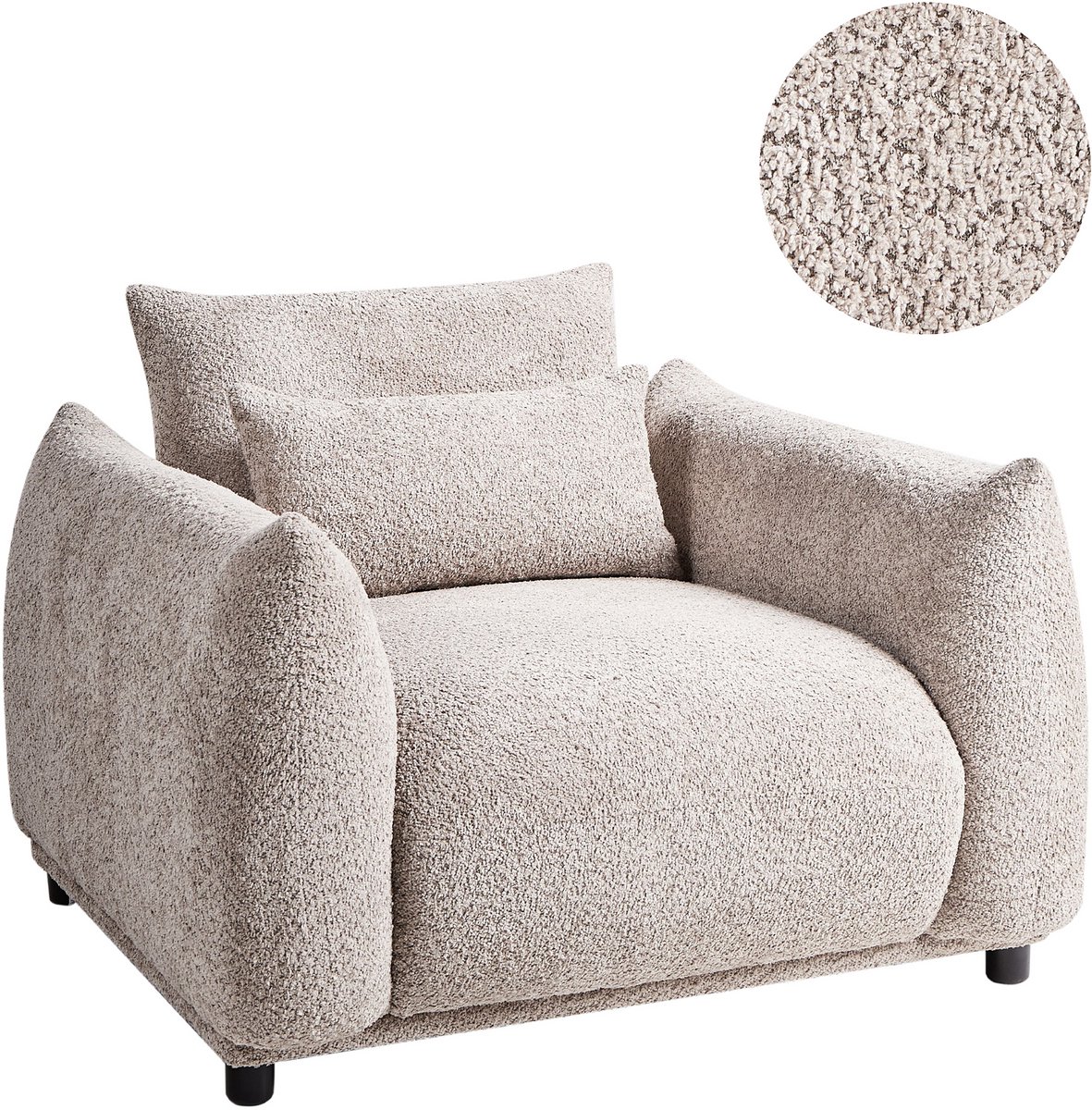 JAMSA - Fauteuil - Taupe - Bouclé