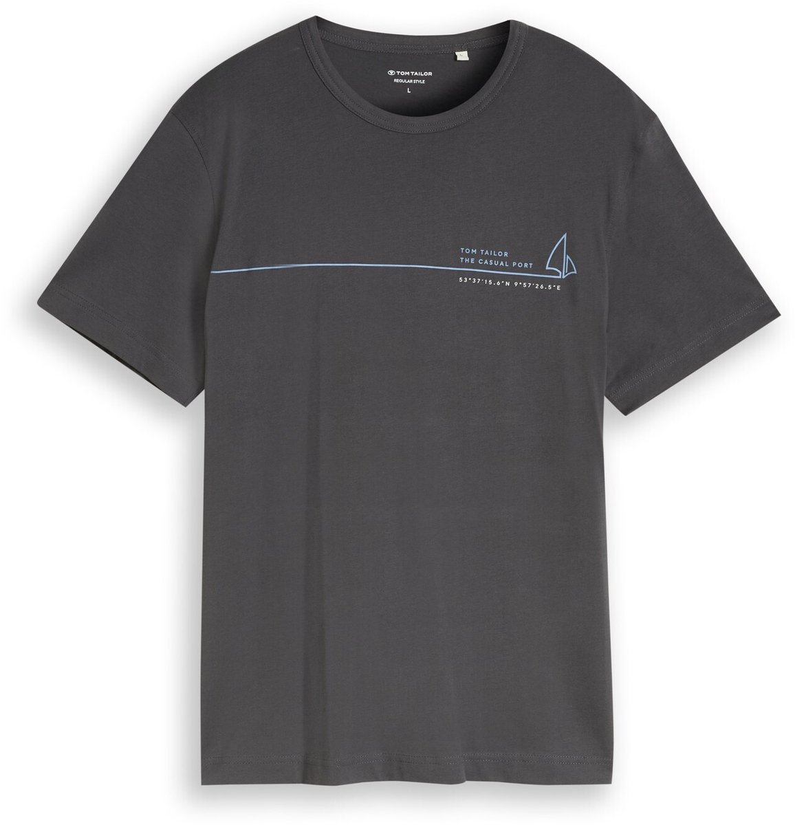 Tom Tailor - T-shirt met print - Maat XXXL - Tarmac Grey
