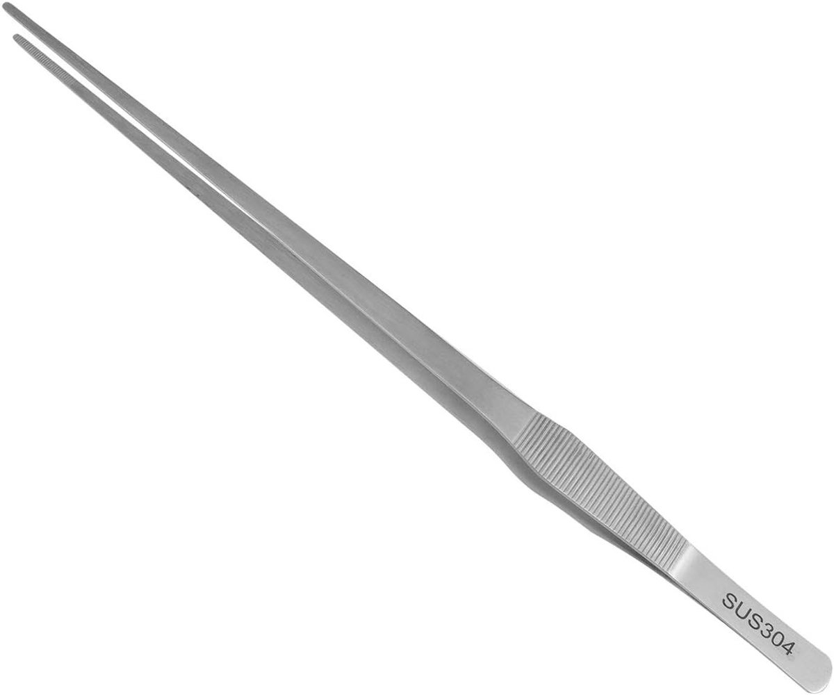 RVS rechte pincet voor aquarium, bonsai en tuinieren - 15 inch lange tweezers voor precisiewerk en voeden van vissen