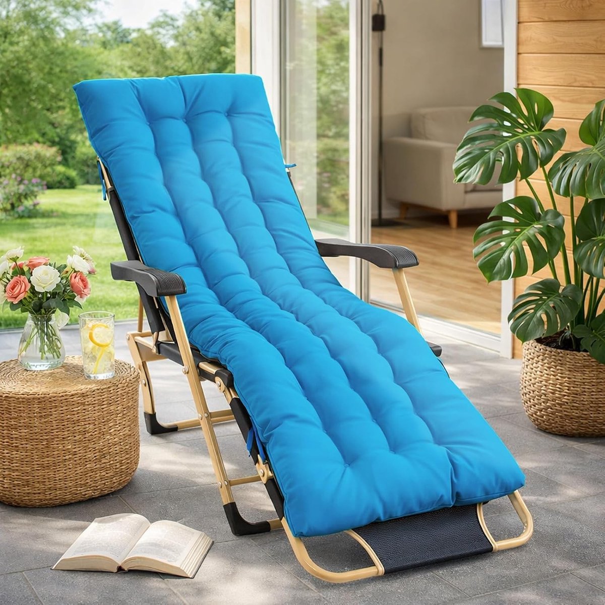 Kussen voor ligstoel 170 x 53 x 8 cm, comfortabel zonnebed voor tuin, terras en balkon