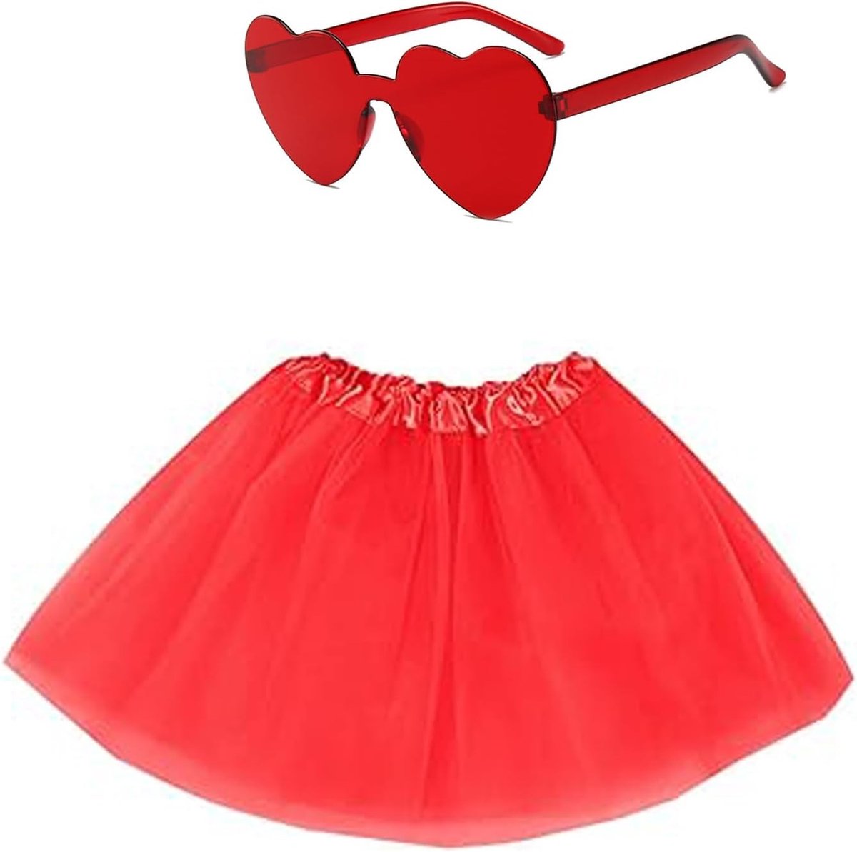 80s Retro Tutu Rok en Zonnebril Set voor Volwassenen - Kleurrijke Fancy Dress Kostuum voor Halloween en Feestjes