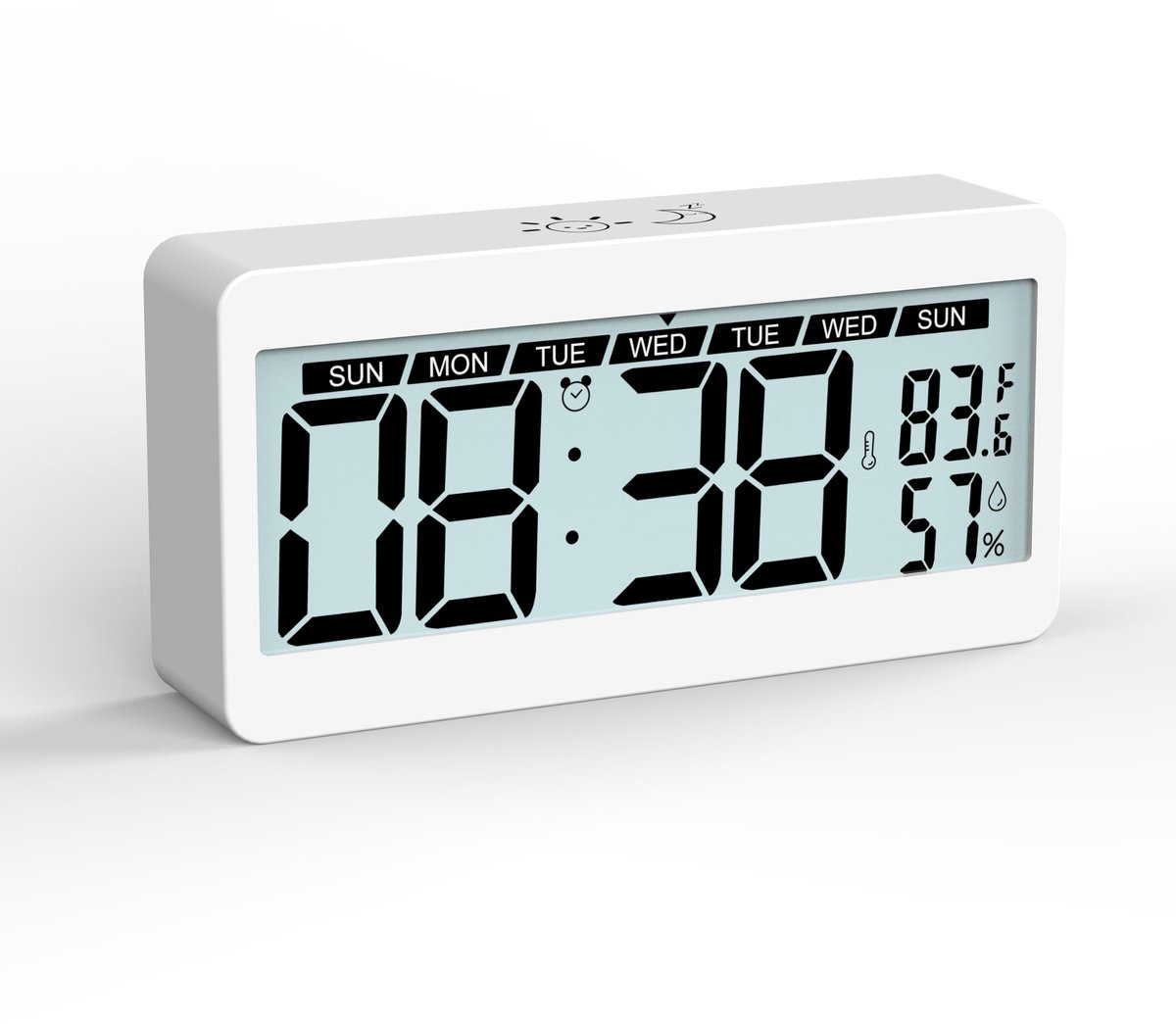 Digitale LCD-wandklok met nachtlampje - batterij-bureauklok - temperatuurvochtigheid en datumweergave - ShopVlot
