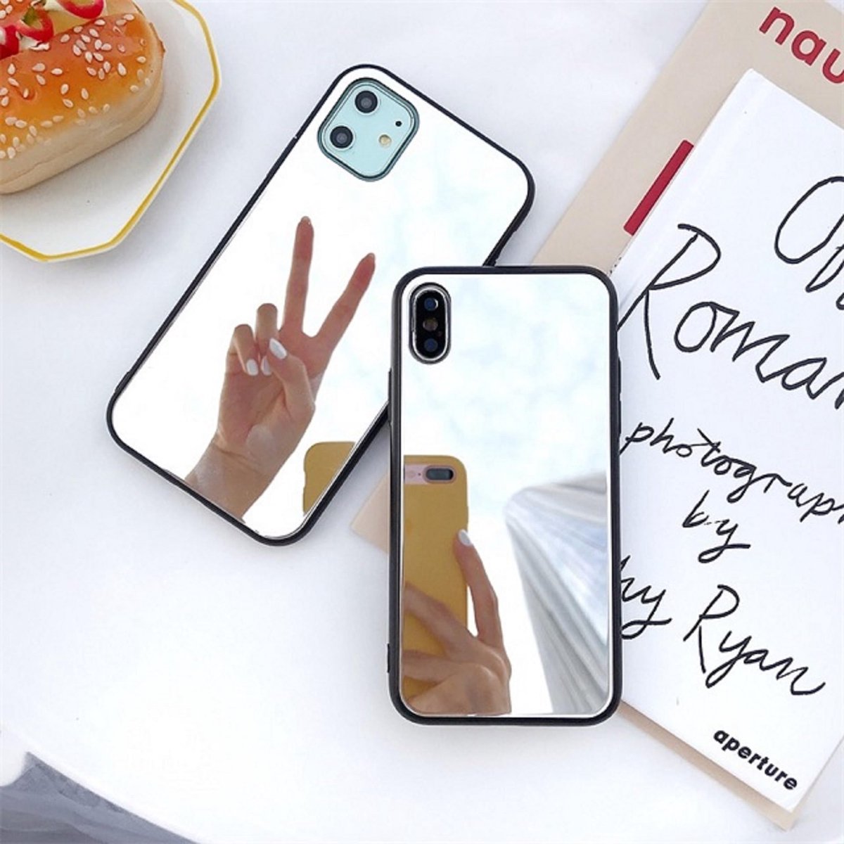 Spiegel Hoesje voor iPhone 16 Plus - 2 Pack - HD Make-up Check - Ideaal voor onderweg - ShopVlot