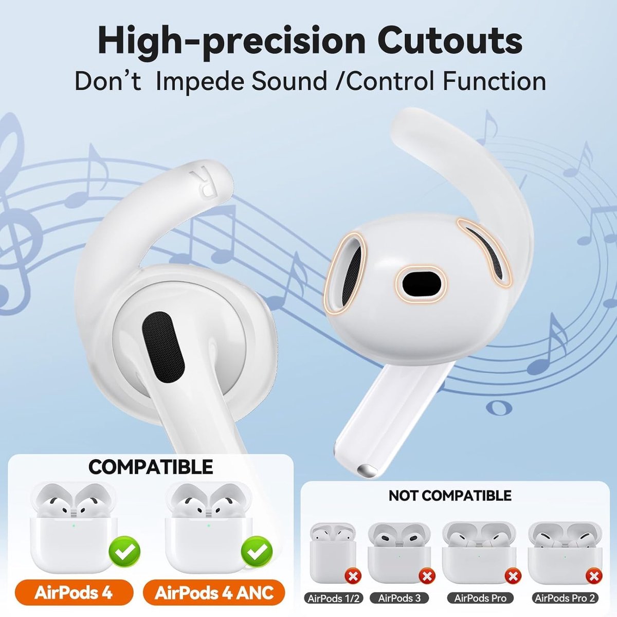 Oorkussens voor AirPods 4 - Set van 4 - Transparent - Verhoogt het draagcomfort - ShopVlot