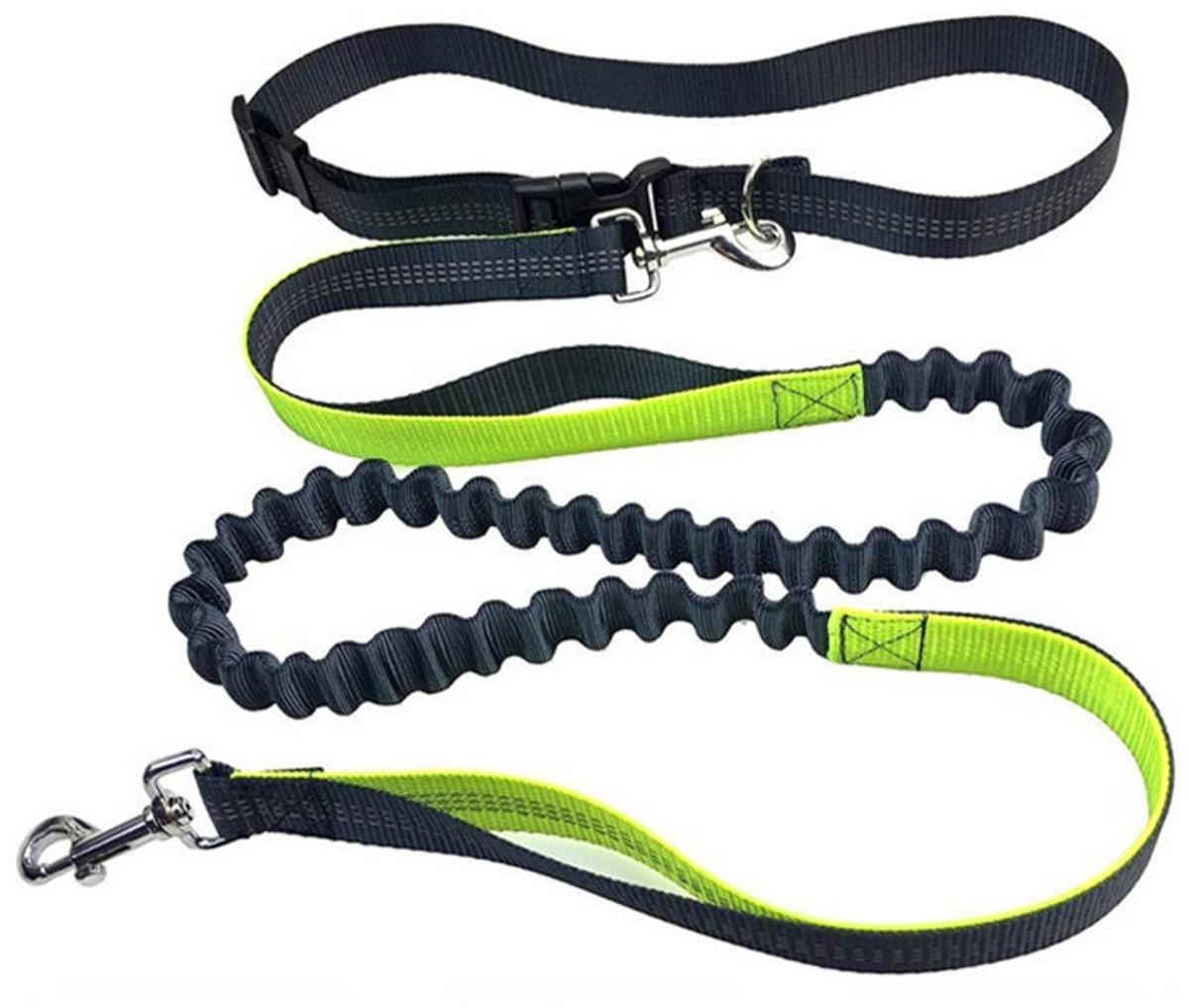 Hondenriem handsfree met verstelbare heupriem - grijs - intrekbare bungee - ideaal voor joggen - ShopVlot