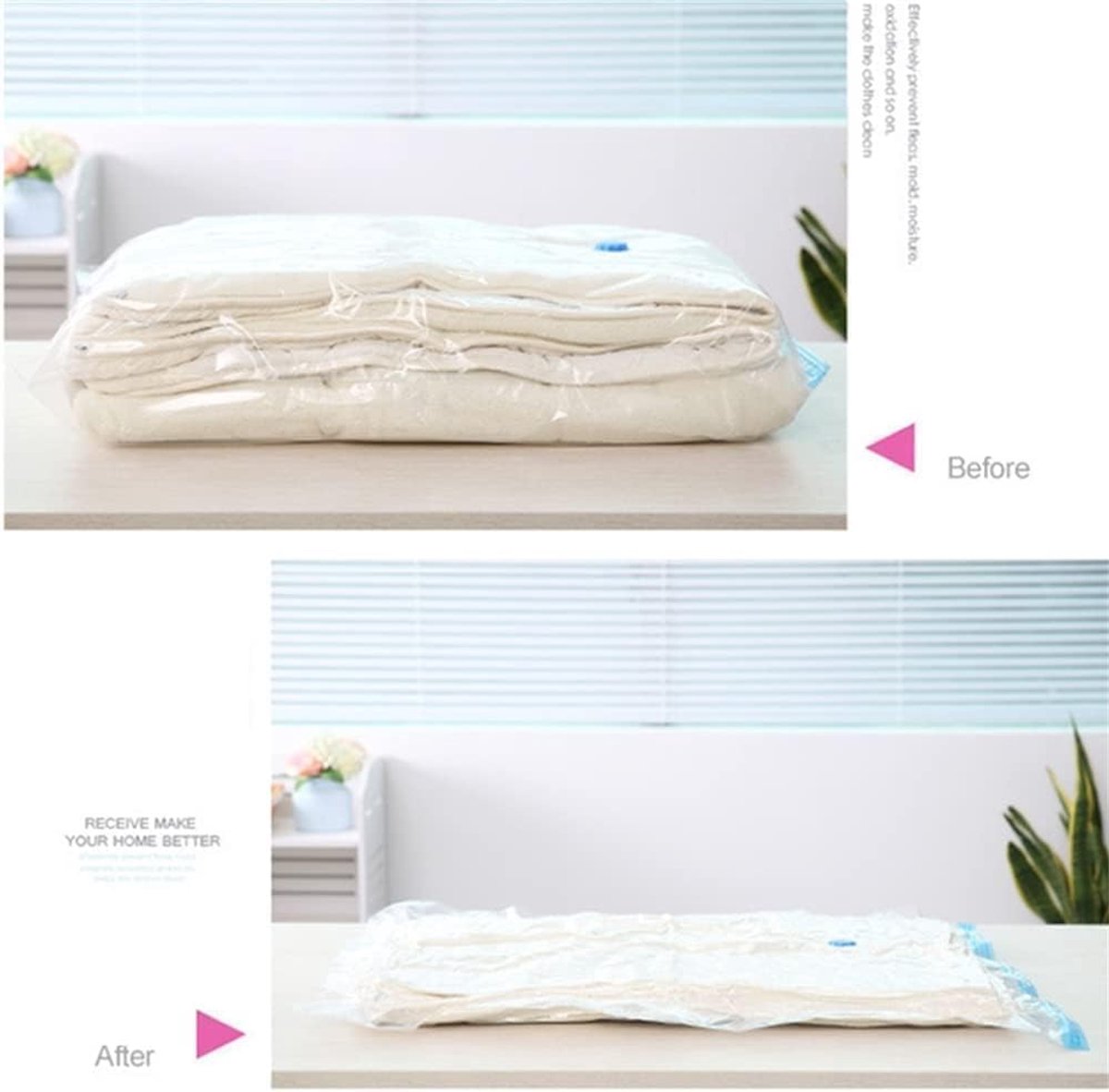 Pack of 10 Reusable Vacuum Bags for Clothes, Clothes Storage Bags, Zip Pockets, Space Saving Travel Bags, 50 x 70 cm - ShopVlot