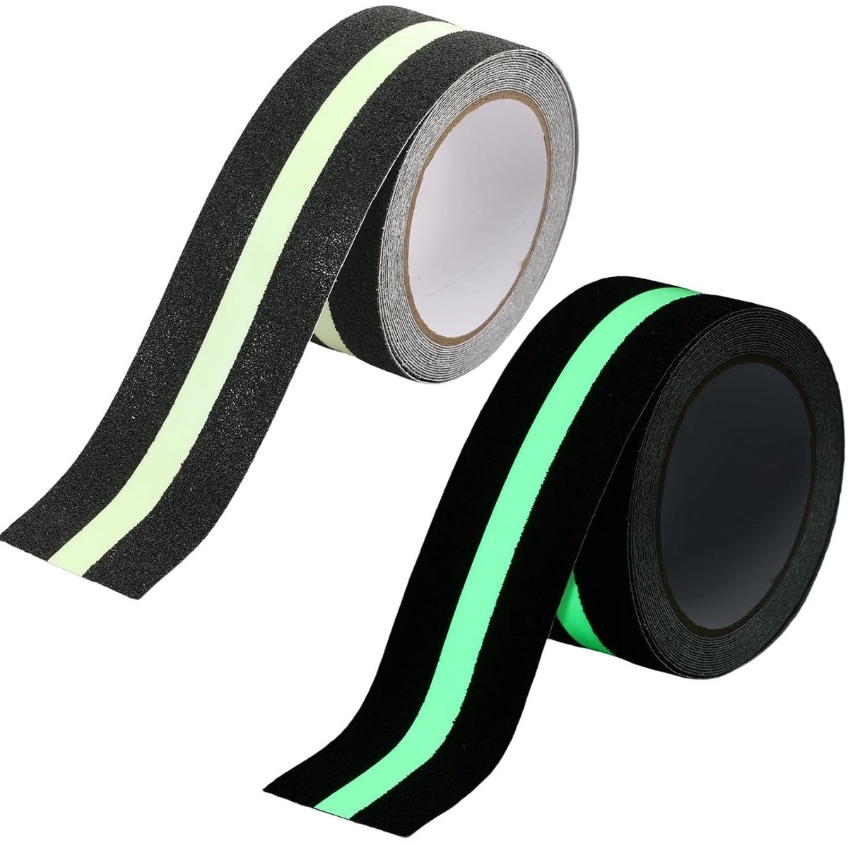 2 rollen fluorescerend plakband, 5 cm x 5 m, antislip en waterdicht, hoge grip voor trappen en gladde vloeren, zelfklevend en veilig in het donker