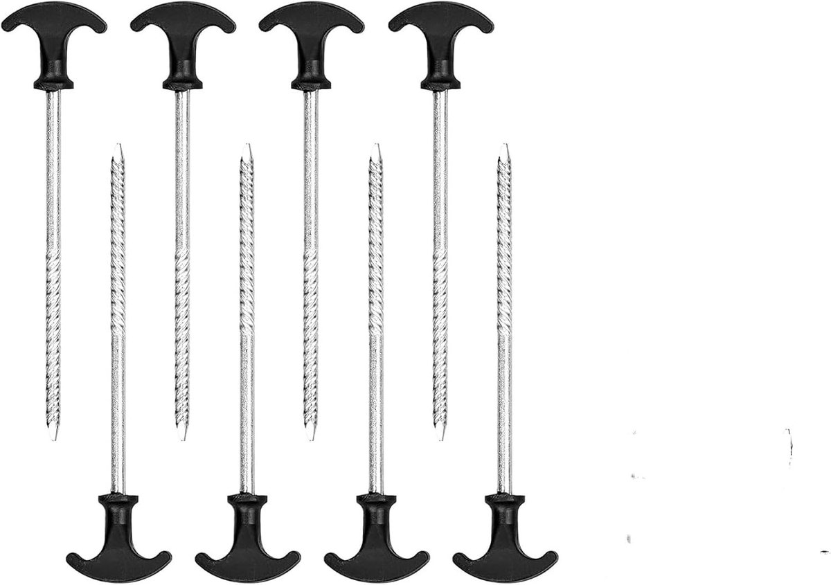 Aluminium Tentstokken 20 cm voor Camping en Tuin, Set van 8 Stukken met Trekkoord voor Stabiliteit en Duurzaamheid