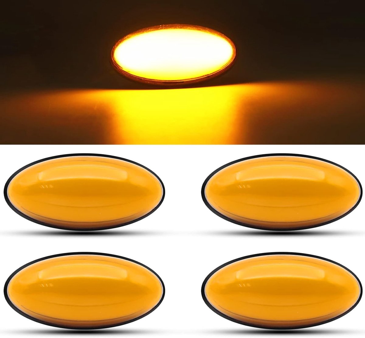 4 Stuks LED Achter- en Voorkant Verlichting voor Trailer, Caravan, Camping en Auto - 12V/24V Geel