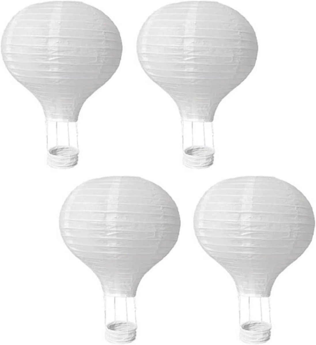 SnelShoppen - Set van 4 Witte Papieren Lantaarns in Heißluftballon Vorm - Decoratieve Lanterns voor Bruiloft, Feest, Verjaardag - 25cm (10 inch)