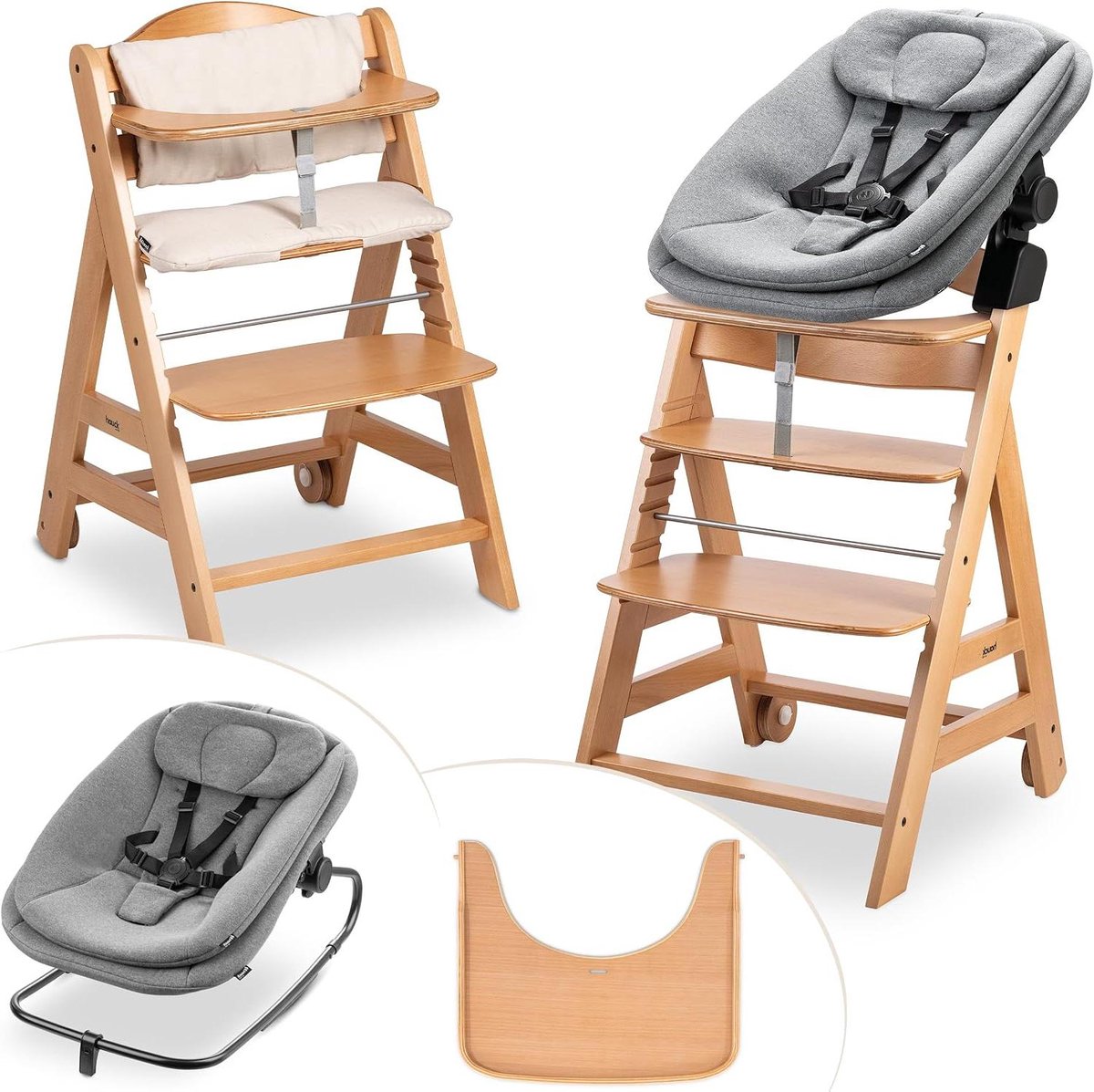 Kinderstoel met Bouncer - Baby eetstoel - Vanaf geboorte eten - 3-in-1 babyopzetstuk - 58 x 48 x 79 cm