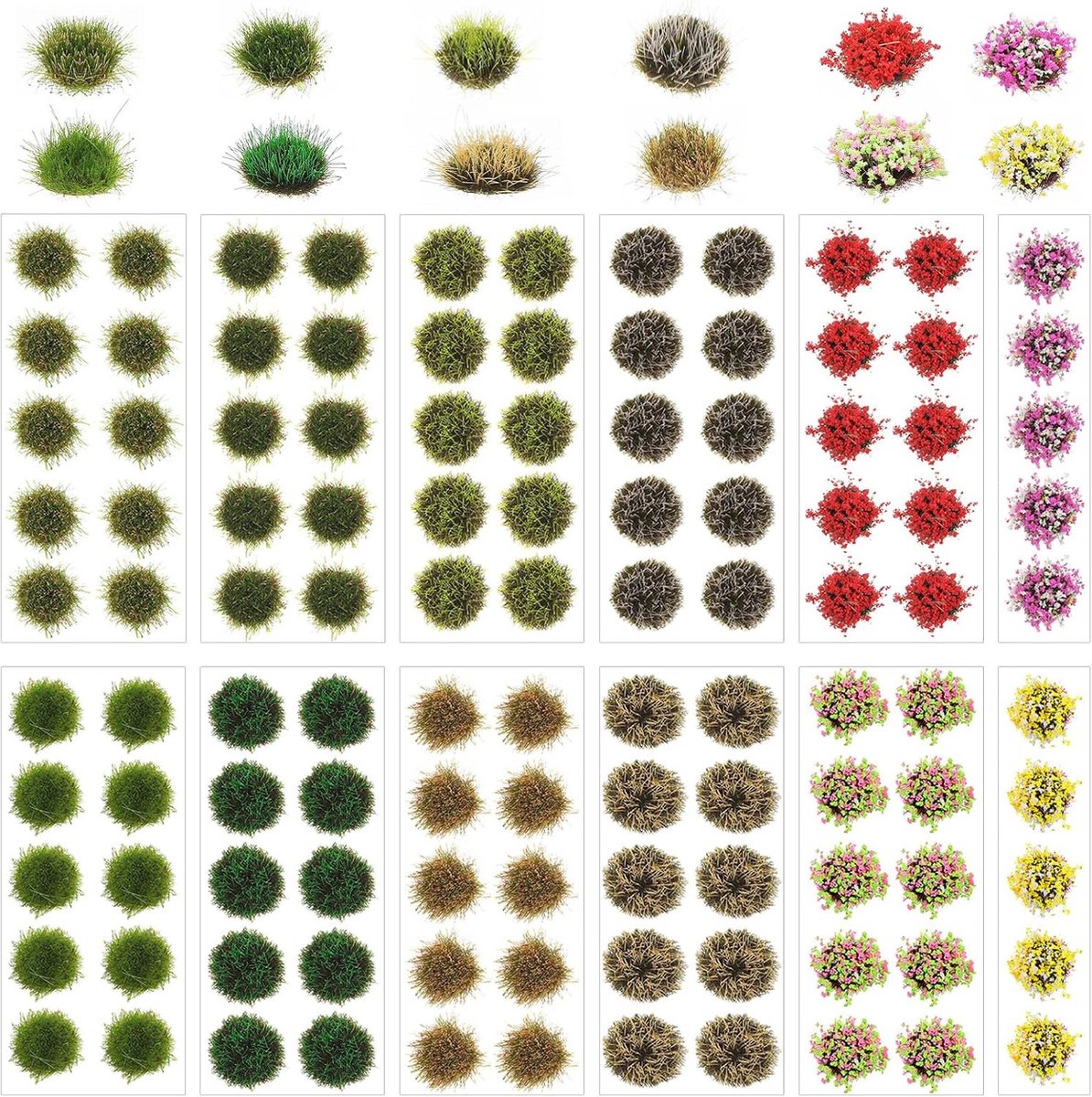 110 Stuks Miniatuur Grasplanten en Bloemen voor Modelbouw en Landschapsdecoratie - DIY Terrain en Tuinaccessoires