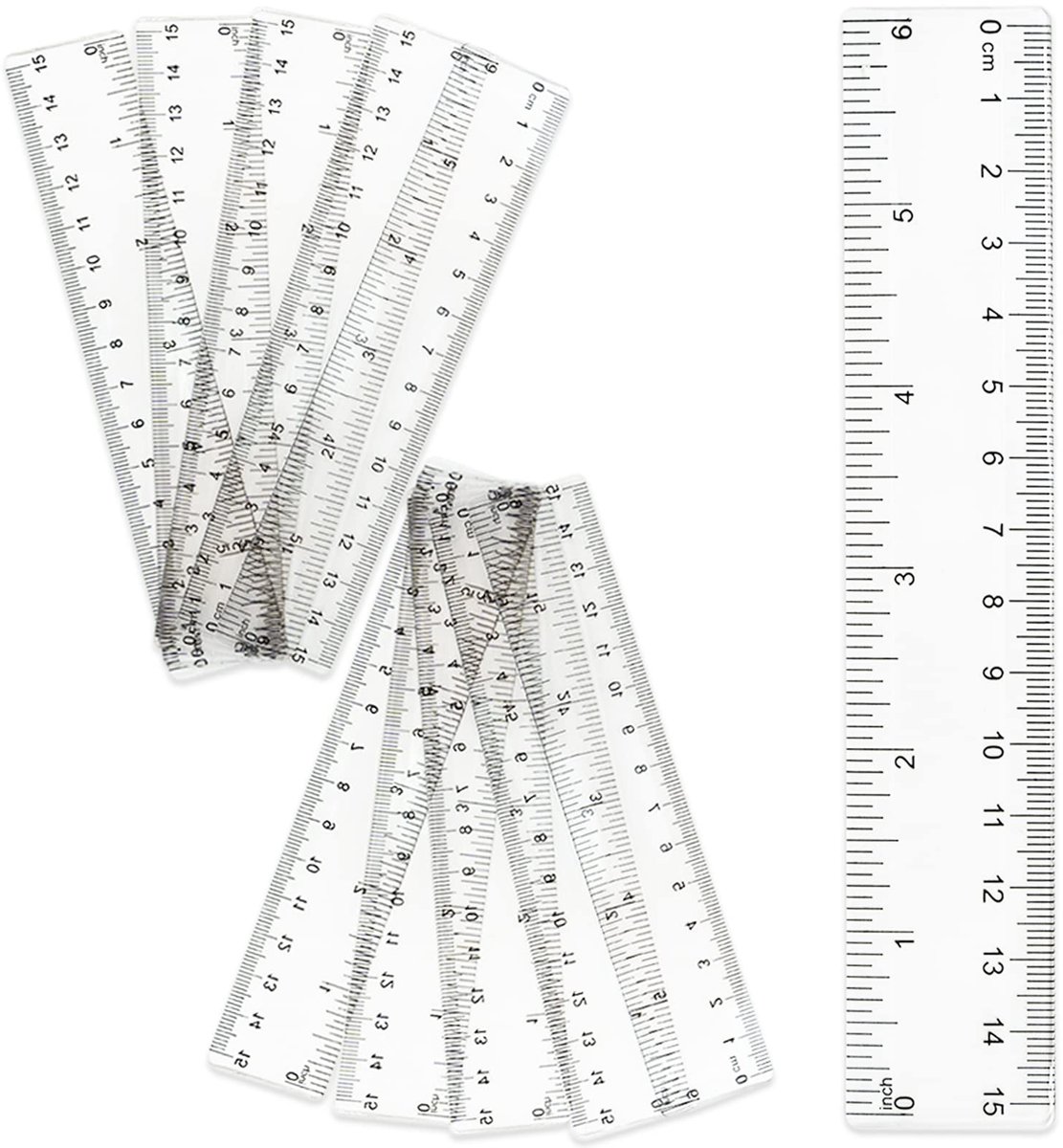 Transparante kunststof liniaal 15 cm - onbreekbaar - doorzichtig - ideaal voor schoolgebruik - ShopVlot