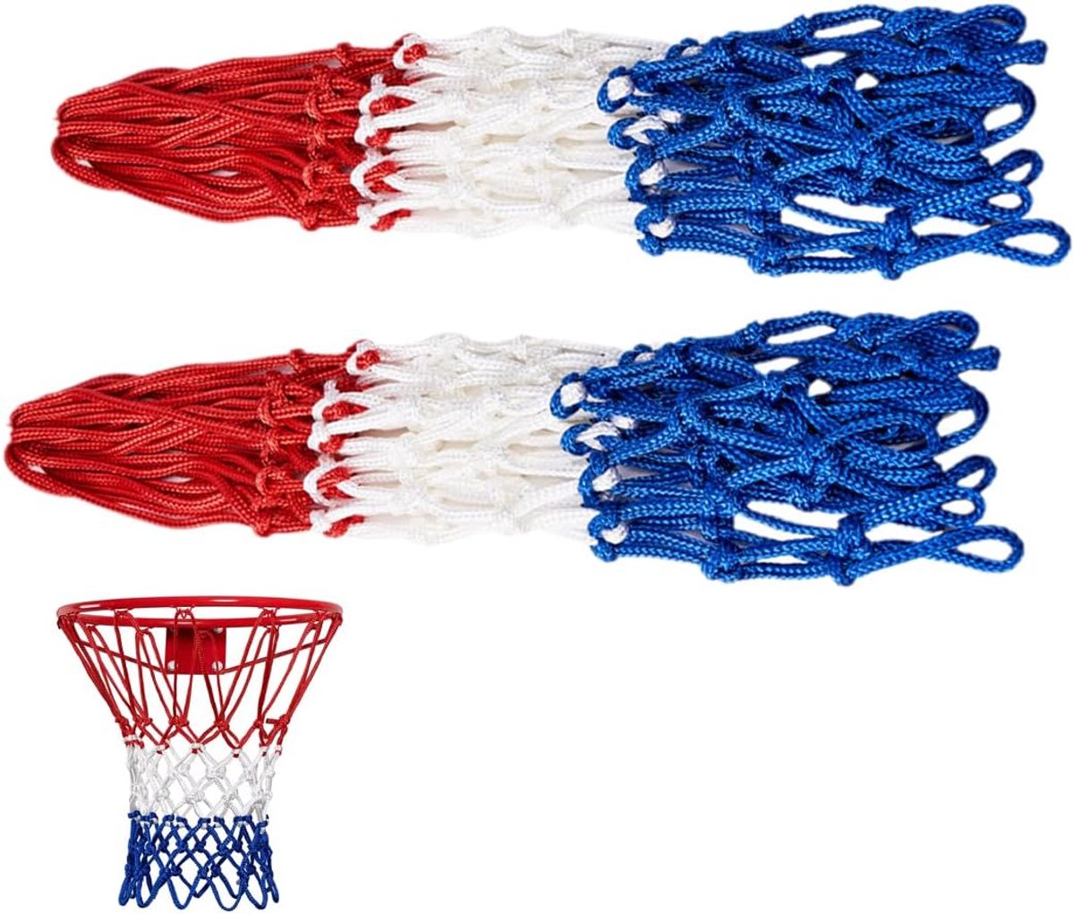 DLPRK 2 stuks afneembare basketbalnet, 12 ringen, basketbalschepnet, weerbestendig polyester, basketbal, basketbal - ShopVlot