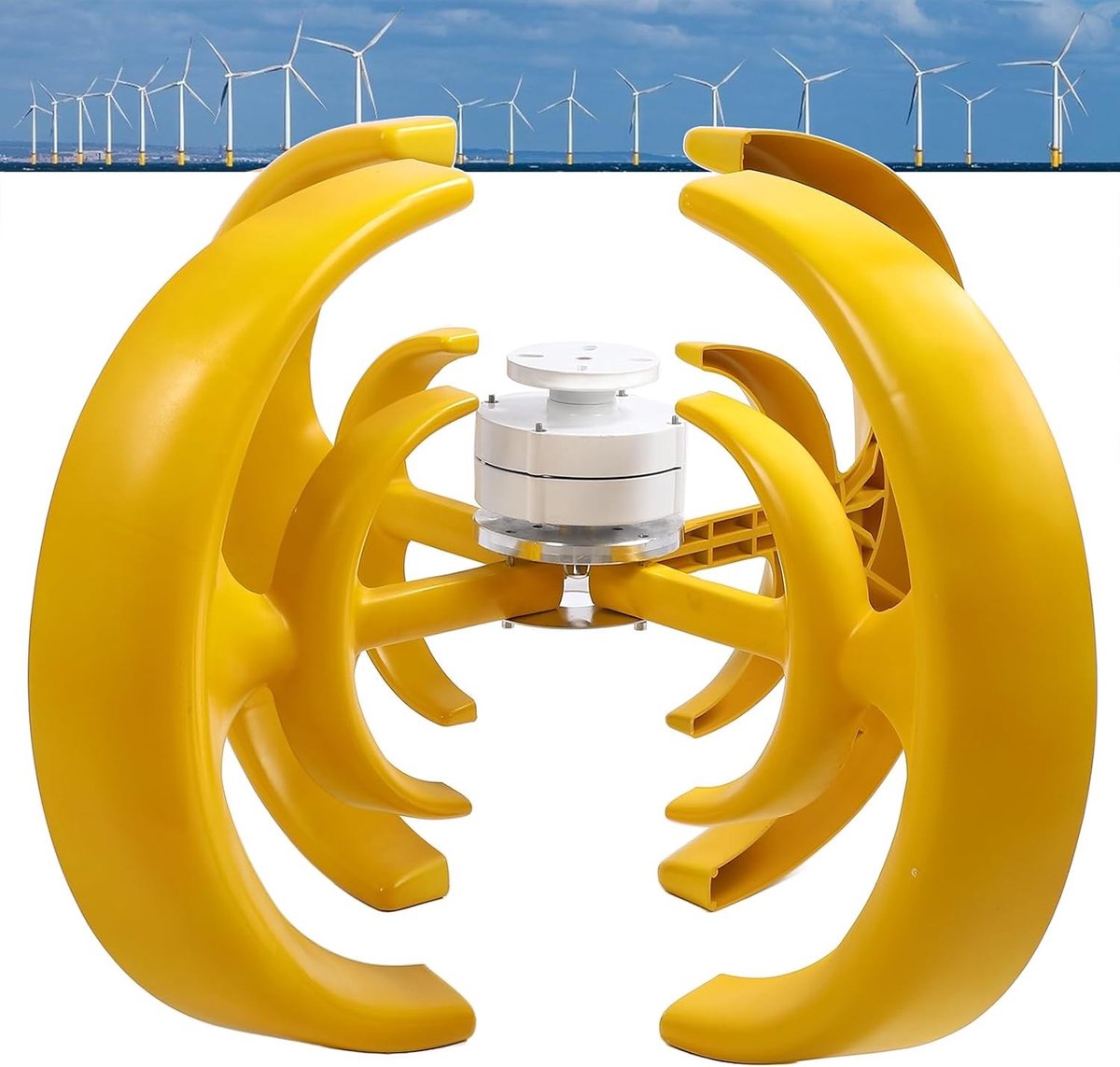 Verticale Windgenerator 1200W met 4 Bladen en Controller voor Hybride Wind- en Zonne-energie Systemen