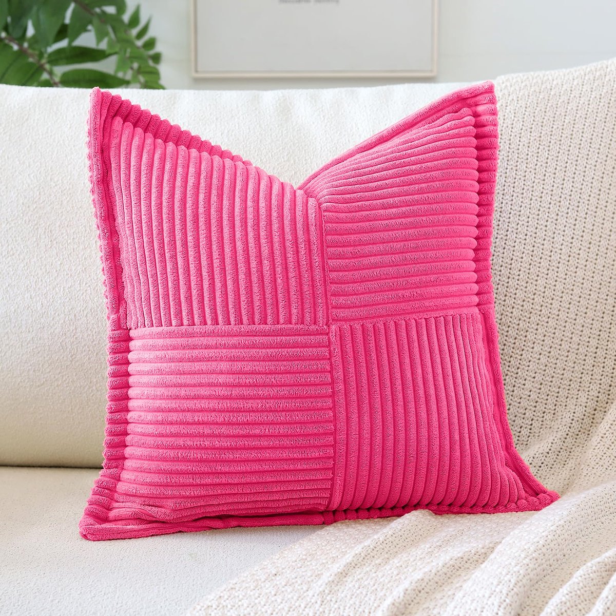 Kussenslopen 40 x 40 cm - corduroy - gestreept - super zacht voor woonkamer - ShopVlot