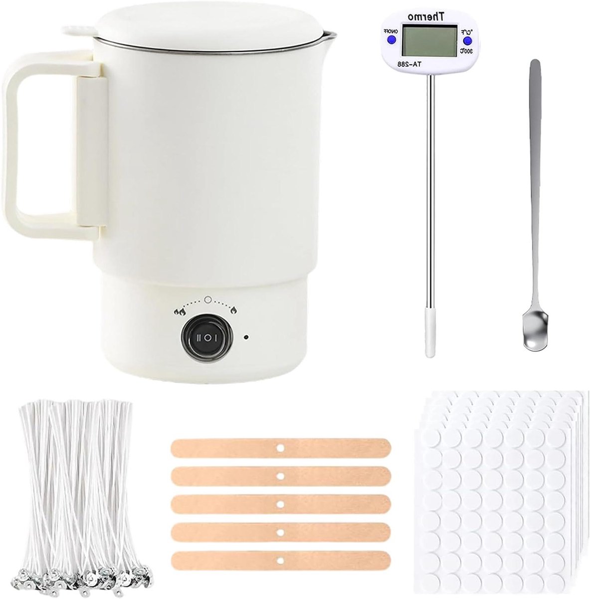 Elektrische wassmelter - Kaarsen maken set - Zelf kaarsen maken - 800ML capaciteit - 600W vermogen - Beige